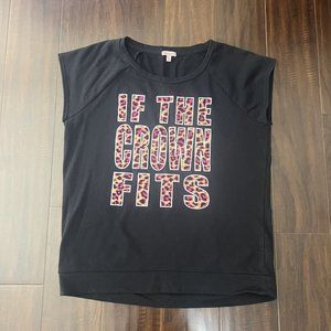 Juicy Couture Black Short Sleeve Sparkle Graphic Front Top Large